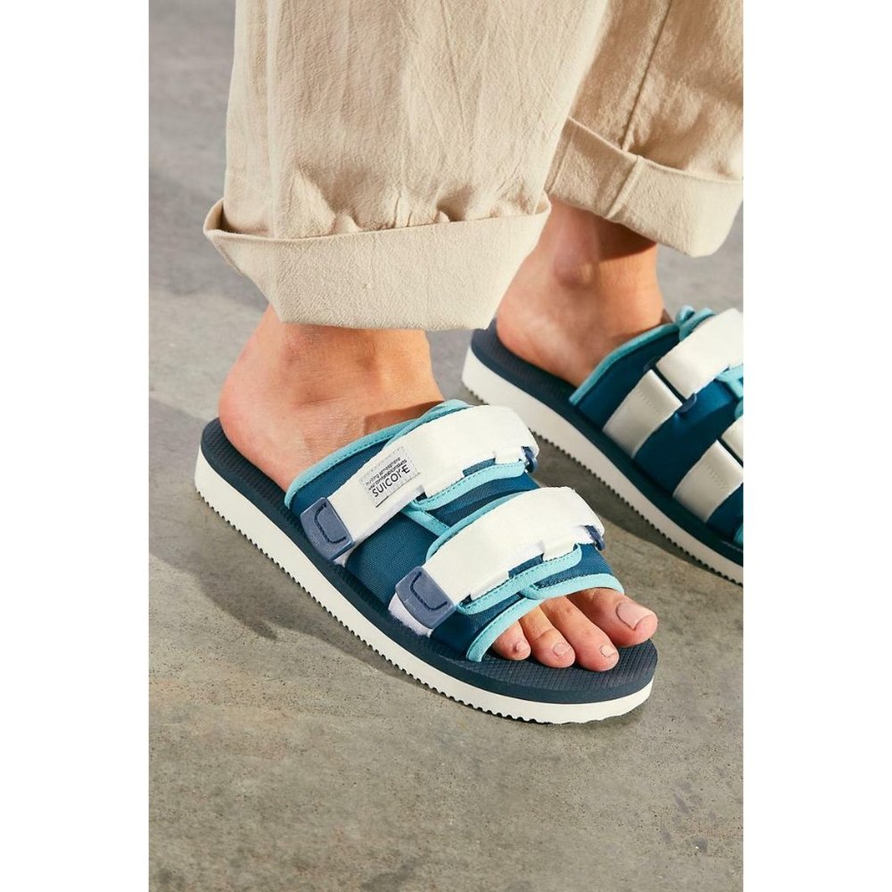 Suicoke Moto-Cab Slide Sandal White Blue Womens Size 7 36 New